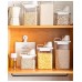 JINSHUNFA Cereal Dispenser Easy Flow Storage Jar Plastic Grocery Container Pouring Spout Airtight Cereal Containers Storage Dispenser with Measuring Cup Rice Cereal Storage Container for Kitchen (2300ml)