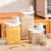 JINSHUNFA Cereal Dispenser Easy Flow Storage Jar Plastic Grocery Container Pouring Spout Airtight Cereal Containers Storage Dispenser with Measuring Cup Rice Cereal Storage Container for Kitchen (2300ml)