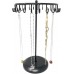 JINSHUNFA Rotating Necklace Holder Jewelry Organizer Display Stand 14-Inch with 23 Hooks Black, short-black, 8.27*5.9*13.8inch 